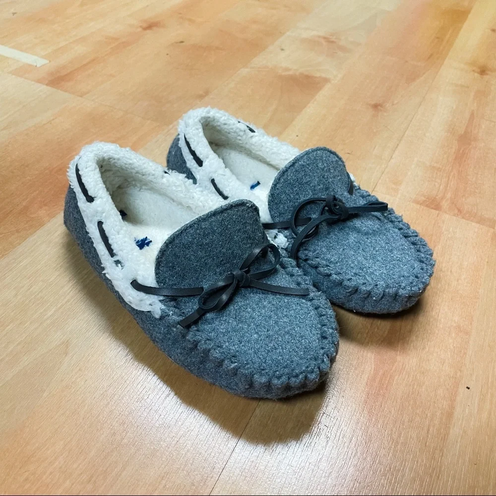 Stride Rite Gray Sherpa Lined Gabriel Wool Moccasins Kids Size 11/12